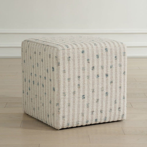 Uttermost Joie Plush White Chenille Striped Ottoman