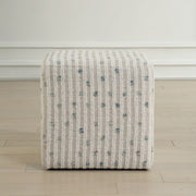 Uttermost Joie Plush White Chenille Striped Ottoman