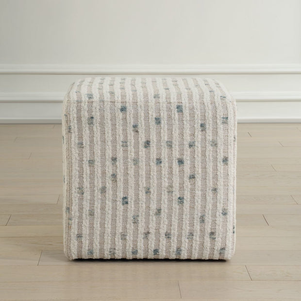Uttermost Joie Plush White Chenille Striped Ottoman