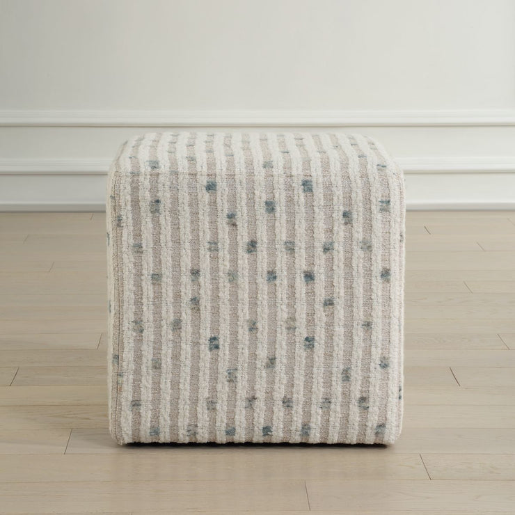 Uttermost Joie Plush White Chenille Striped Ottoman