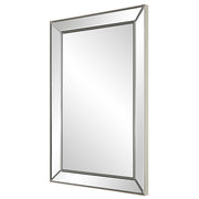 Casa Bella Living Rectangular Brushed Nickel Thin Inner Edge Beveled Mirror