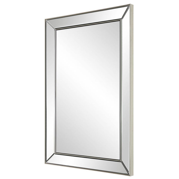 Casa Bella Living Rectangular Brushed Nickel Thin Inner Edge Beveled Mirror