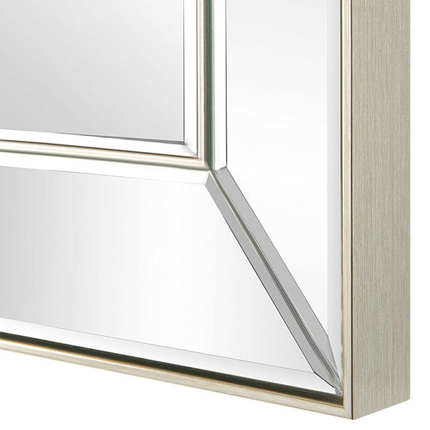 Casa Bella Living Rectangular Brushed Nickel Thin Inner Edge Beveled Mirror