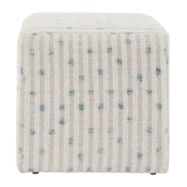 Uttermost Joie Plush White Chenille Striped Ottoman