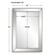 Casa Bella Living Rectangular Brushed Nickel Thin Inner Edge Beveled Mirror