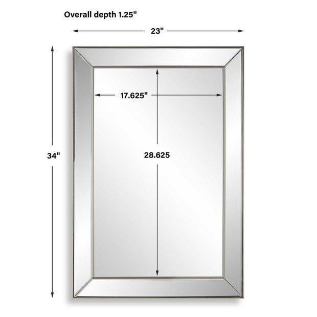 Casa Bella Living Rectangular Brushed Nickel Thin Inner Edge Beveled Mirror
