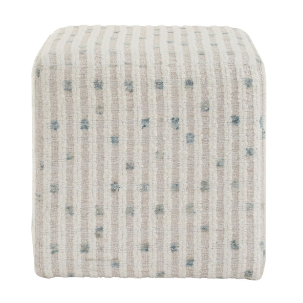 Uttermost Joie Plush White Chenille Striped Ottoman