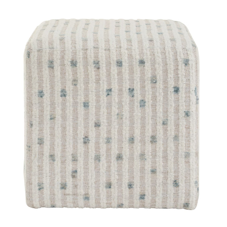 Uttermost Joie Plush White Chenille Striped Ottoman