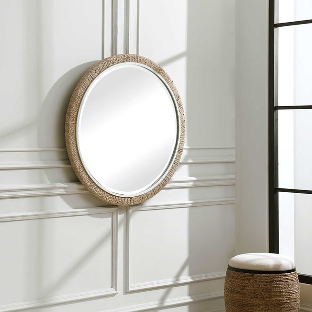 Uttermost Carbet Braided Banana Leaf Round Mirror