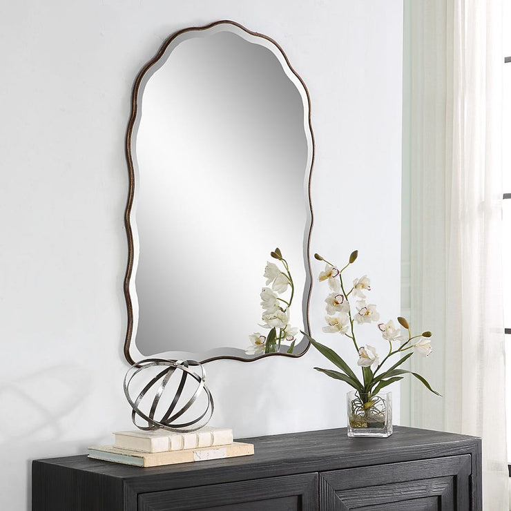 Casa Bella Living Antique Bronze Scalloped Edge Arch Mirror