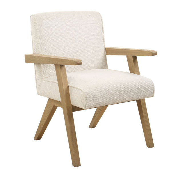 Uttermost Blakely Snow Toned Basketweave Fabric Dining Arm Chair