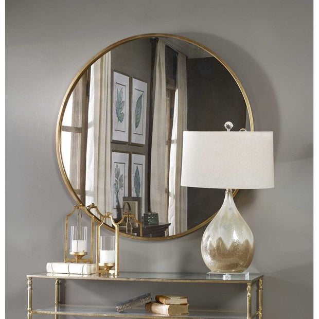 Uttermost Junius Antiqued Gold Leaf Round Mirror