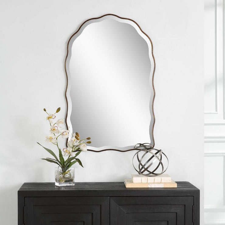 Casa Bella Living Antique Bronze Scalloped Edge Arch Mirror