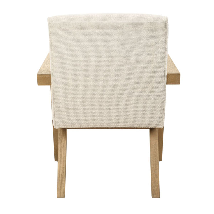 Uttermost Blakely Snow Toned Basketweave Fabric Dining Arm Chair