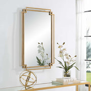 Casa Bella Living Brushed Gold Contemporary Overlapping Lines Framed Mirror
