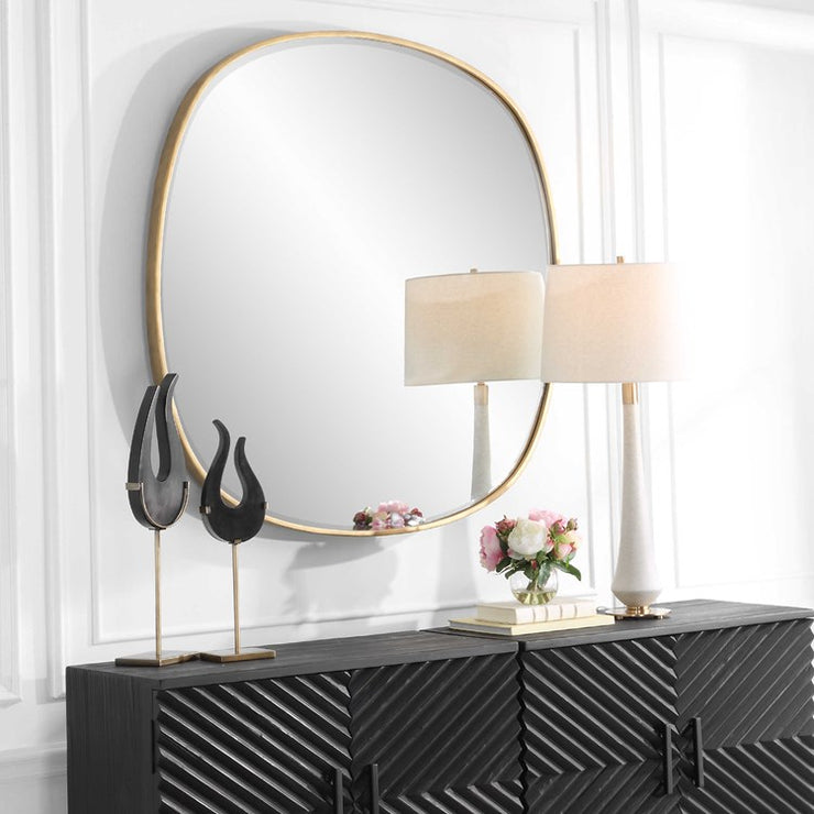 Uttermost Webster Antiqued Gold Iron Round Mirror