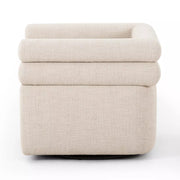 Four Hands Evie Channeled Swivel Chair ~ Hampton Cream Upholstered Performance Fabric