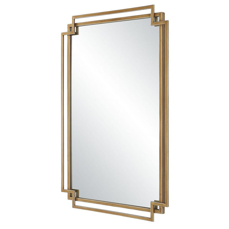Casa Bella Living Brushed Gold Contemporary Overlapping Lines Framed Mirror