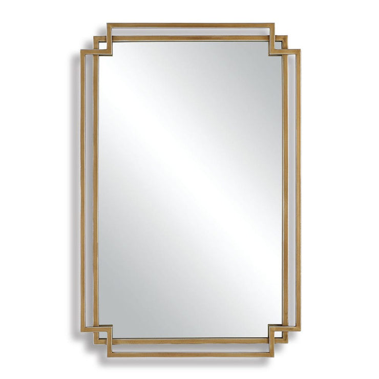 Casa Bella Living Brushed Gold Contemporary Overlapping Lines Framed Mirror