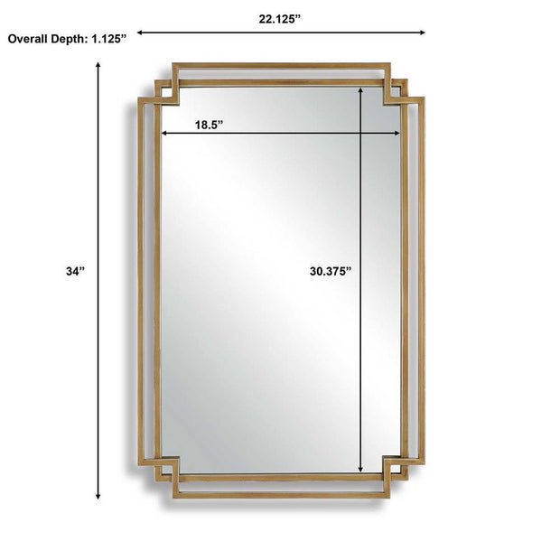 Casa Bella Living Brushed Gold Contemporary Overlapping Lines Framed Mirror