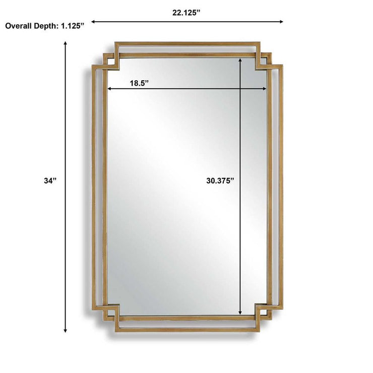 Casa Bella Living Brushed Gold Contemporary Overlapping Lines Framed Mirror