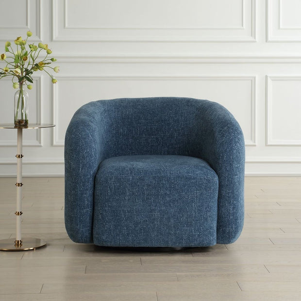 Uttermost Junie Blueberry Chenille Barrel Swivel Chair