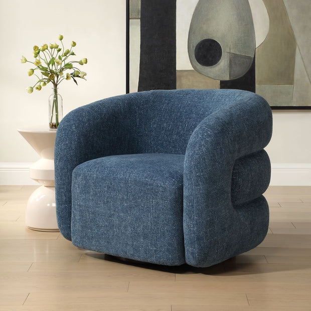 Uttermost Junie Blueberry Chenille Barrel Swivel Chair