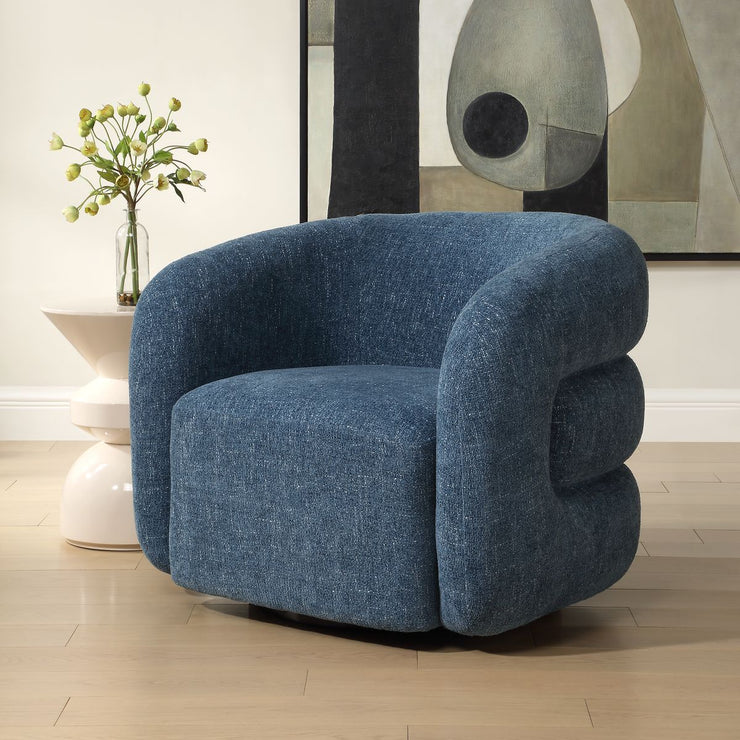 Uttermost Junie Blueberry Chenille Barrel Swivel Chair