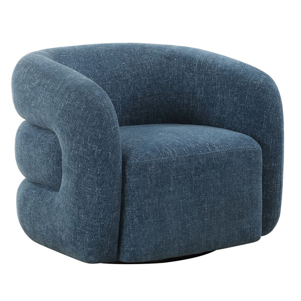 Uttermost Junie Blueberry Chenille Barrel Swivel Chair