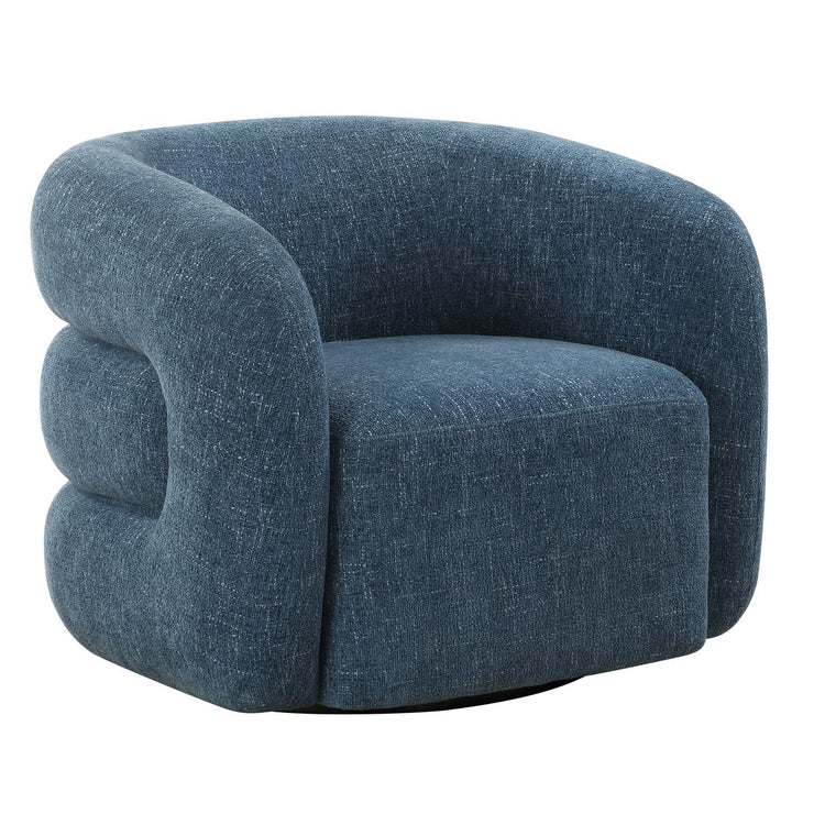 Uttermost Junie Blueberry Chenille Barrel Swivel Chair
