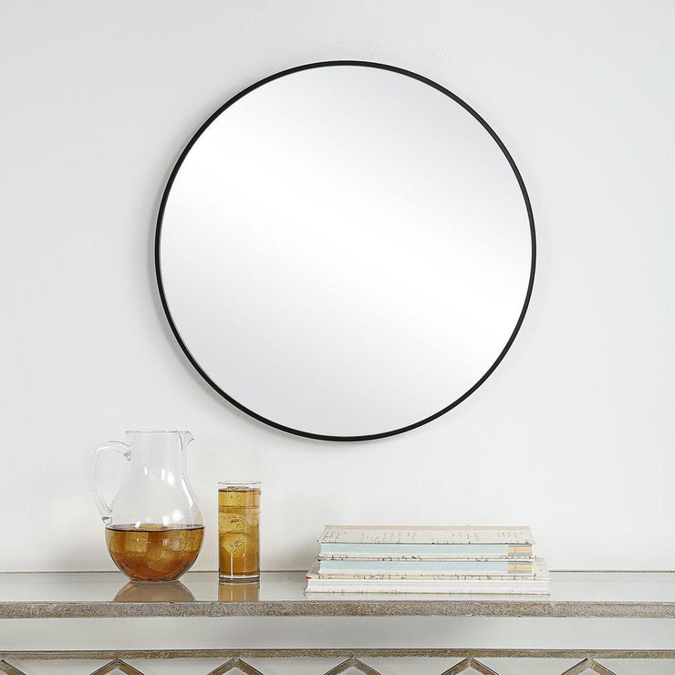 Casa Bella Living Satin Black 24” Round Mirror