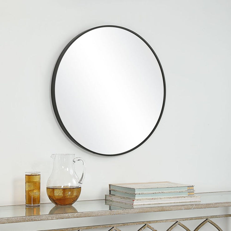 Casa Bella Living Satin Black 24” Round Mirror