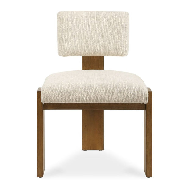 Uttermost Arienzo Modern Wood Frame Set of 2 Dining Chairs with Textured Ivory Boucle Seat