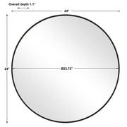 Casa Bella Living Satin Black 24” Round Mirror