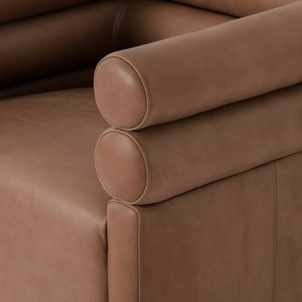 Four Hands Evie Channeled Swivel Chair ~ Palermo Cognac Top Grain Leather