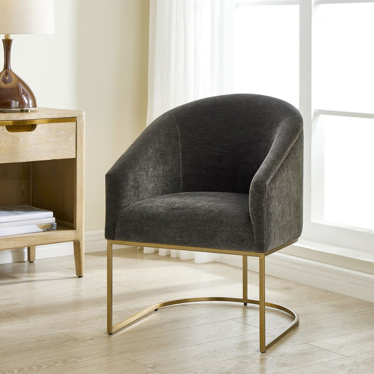 Uttermost Hanni Charcoal Velvet Barrel Style Dining Chair