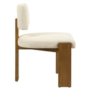 Uttermost Arienzo Modern Wood Frame Set of 2 Dining Chairs with Textured Ivory Boucle Seat