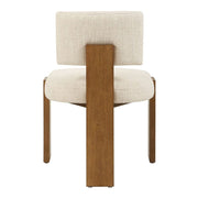 Uttermost Arienzo Modern Wood Frame Set of 2 Dining Chairs with Textured Ivory Boucle Seat