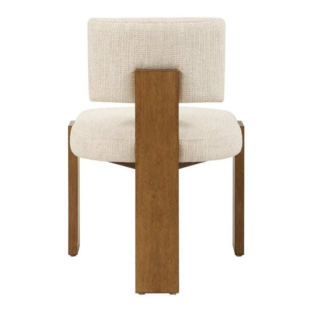 Uttermost Arienzo Modern Wood Frame Set of 2 Dining Chairs with Textured Ivory Boucle Seat