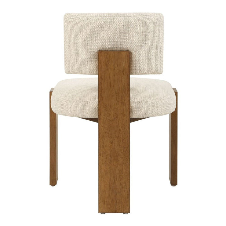 Uttermost Arienzo Modern Wood Frame Set of 2 Dining Chairs with Textured Ivory Boucle Seat