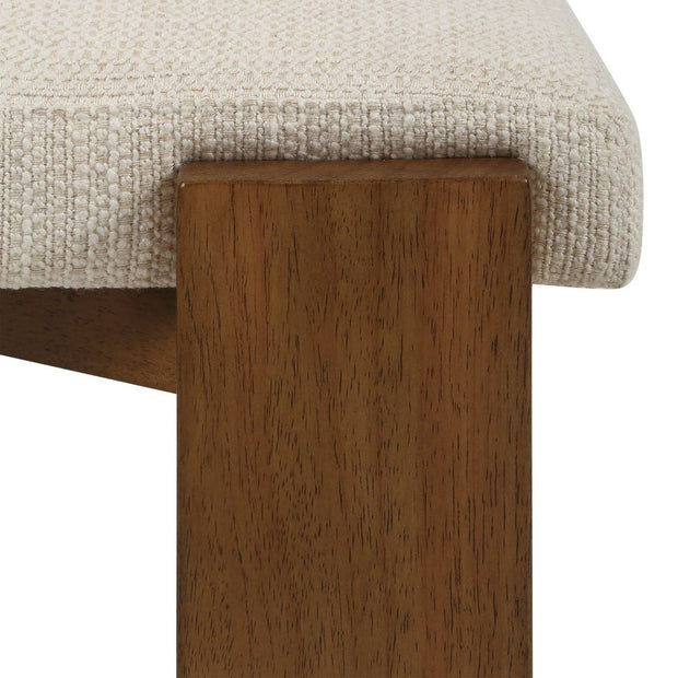 Uttermost Arienzo Modern Wood Frame Set of 2 Dining Chairs with Textured Ivory Boucle Seat