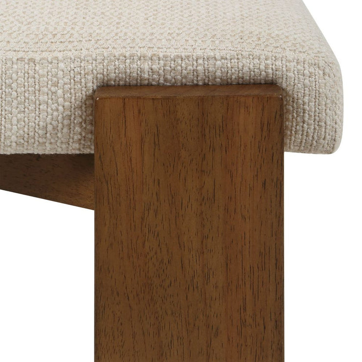 Uttermost Arienzo Modern Wood Frame Set of 2 Dining Chairs with Textured Ivory Boucle Seat