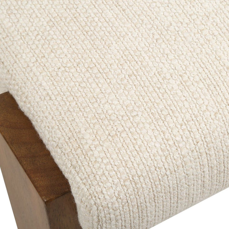 Uttermost Arienzo Modern Wood Frame Set of 2 Dining Chairs with Textured Ivory Boucle Seat