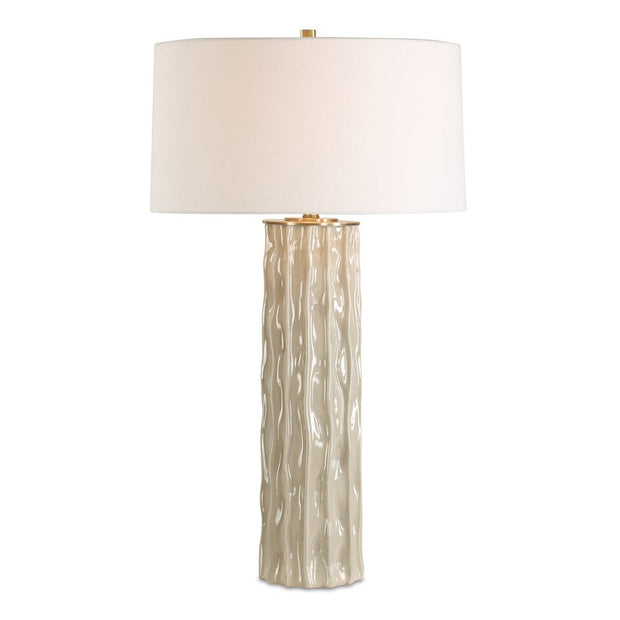 Uttermost Parilli Taupe Gray Glazed Table Lamp With Off White Linen Shade