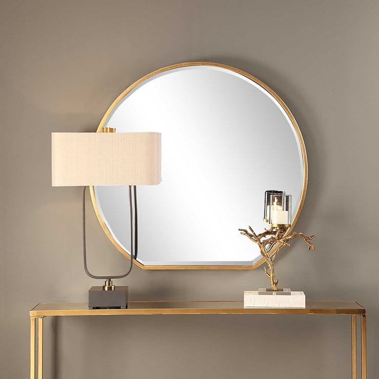 Uttermost Cabell Metallic Gold Leaf Iron Round Mirror