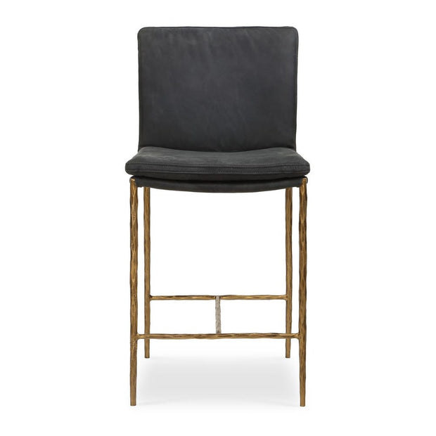 Uttermost Ascend Charcoal Gray Leather With Aged Gold Iron Counter Stool