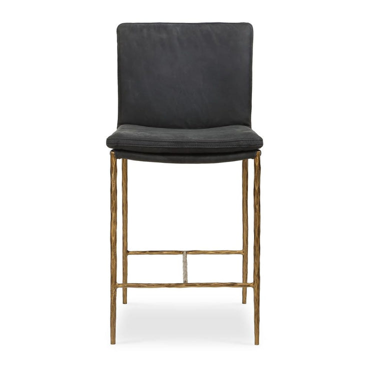 Uttermost Ascend Charcoal Gray Leather With Aged Gold Iron Counter Stool