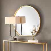 Uttermost Cabell Metallic Gold Leaf Iron Round Mirror