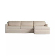 Four Hands Hampton 2 Piece Right Chaise Sectional ~ Evere Creme Upholstered Performance Fabric