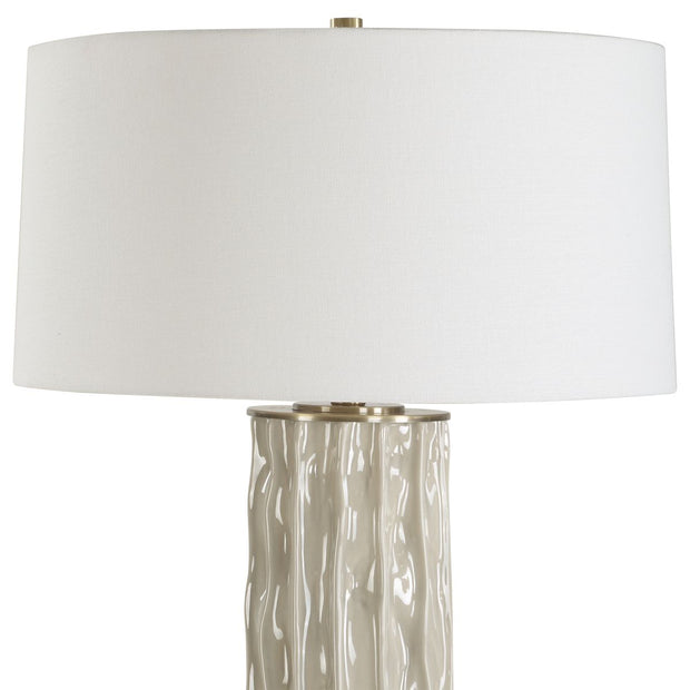 Uttermost Parilli Taupe Gray Glazed Table Lamp With Off White Linen Shade
